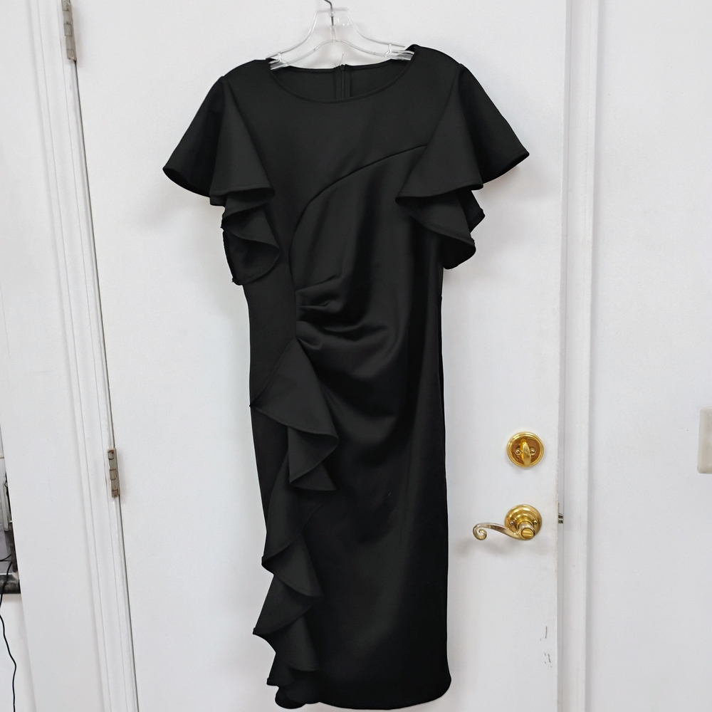 NWOT Amazon Elegant Black Ruffle-Detail Women’s Dress